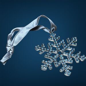 Vintage Harvey Lewis LUXE Snowflake Ornament Swarovski Crystals Silver Ribbon